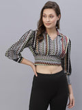 Style Quotient Women White Print Blouson Crop Top